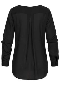 VILA Damen NOOS Leichte V-Neck Langarm Bluse Vokuhila Schwarz -ModeWelt Verkäufe 21052717 2