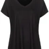 VILA Damen NOOS V-Neck Viskose T-Shirt Schwarz -ModeWelt Verkäufe 21052728