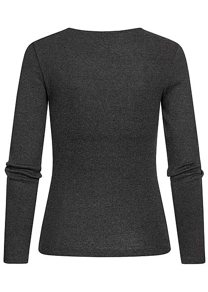 Seventyseven Lifestyle Damen Ribbed V-Neck Longsleeve Dunkel Grau Melange 4 Seventyseven Lifestyle Damen Ribbed V-Neck Longsleeve Dunkel Grau Melange – Bild 2