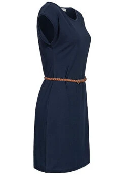 Seventyseven Lifestyle Damen Mini T-Shirt Kleid Inkl. Bindegürtel Navy Blau -ModeWelt Verkäufe 21054067 1