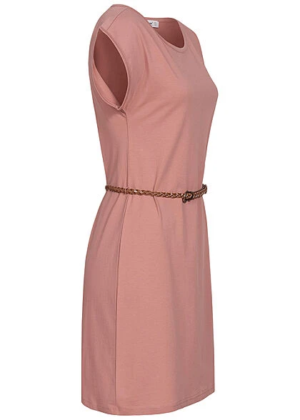 Seventyseven Lifestyle Damen Mini T-Shirt Kleid Inkl. Bindegürtel Old Rose 4 Seventyseven Lifestyle Damen Mini T-Shirt Kleid Inkl. Bindegürtel Old Rose – Bild 2