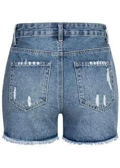Hailys Damen High-Waist Jeans Shorts 5-Pockets Destroy Look Offener Saum Medium Blau -ModeWelt Verkäufe 21062825 2
