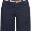 Zabaione Damen Bermuda Shorts Inkl. Flechtgürtel 4-Pockets Navy Blau -ModeWelt Verkäufe 21062843