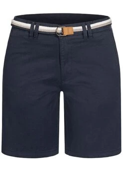 Zabaione Damen Bermuda Shorts Inkl. Flechtgürtel 4-Pockets Navy Blau