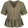 Hailys Damen V-Neck Blusen Shirt Spitzendetails Khaki Grün -ModeWelt Verkäufe 21062934
