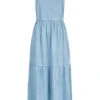 ONLY Damen Denim Maxi Lyocell V-Neck Trägerkleid Hell Blau