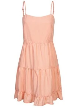 ONLY Damen Lyocell Trägerkleid Stufenoptik Peach Melba Orange