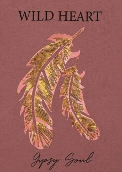 ONLY Damen Regular Fit T-Shirt Wild Heart Federn Print Mit Pailletten Rose Braun Bordeaux -ModeWelt Verkäufe 21063276 2