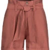 Seventyseven Lifestyle Damen High-Waist Paperbag Shorts Mit Bindegürtel Apple Butter Rot -ModeWelt Verkäufe 21068244