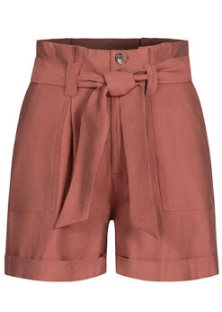 Seventyseven Lifestyle Damen High-Waist Paperbag Shorts Mit Bindegürtel Apple Butter Rot