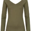 ONLY Damen V-Neck Longsleeve Pullover Kalamata Oliv Grün