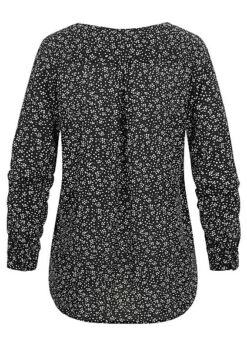 VILA Damen NOOS Langarm Bluse V-Neck Knopfleiste Gemustert Schwarz Weiss -ModeWelt Verkäufe 21092169 2