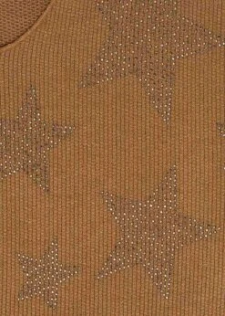 Styleboom Fashion Damen Longsleeve Pullover Mit Sternenmuster Strass Braun -ModeWelt Verkäufe 21096715 2