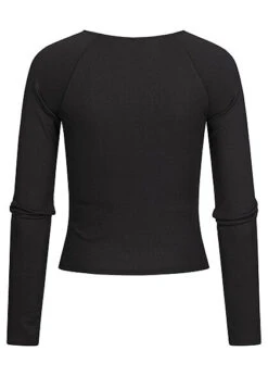 JACQUELINE DE YONG JDY By ONLY Damen Kurzer Longsleeve Pullover Knöpfe Seitlich Schwarz -ModeWelt Verkäufe 21101172 1
