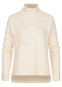 Clodus Damen Strickpullover Longsleeve Mit Rollkragen Off Weiss