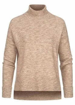 Clodus Damen Strickpullover Longsleeve Mit Rollkragen Camel Braun