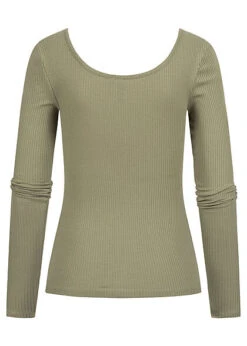 Pieces Damen NOOS Ribbed Longsleeve Pullover 4 Druckknöpfe Deep L. Grün -ModeWelt Verkäufe 21102063 1