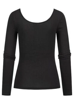 Pieces Damen NOOS Ribbed Longsleeve Pullover 4 Druckknöpfe Schwarz -ModeWelt Verkäufe 21102064 1