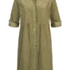 Styleboom Fashion Damen Kleid Turn-Up Mit Knopfleiste Oliv Grün -ModeWelt Verkäufe 21106727