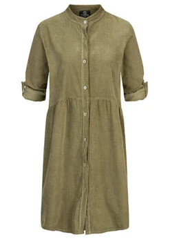 Styleboom Fashion Damen Kleid Turn-Up Mit Knopfleiste Oliv Grün -ModeWelt Verkäufe 21106727 1