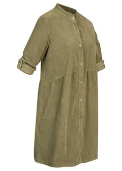 Styleboom Fashion Damen Kleid Turn-Up Mit Knopfleiste Oliv Grün -ModeWelt Verkäufe 21106727 2