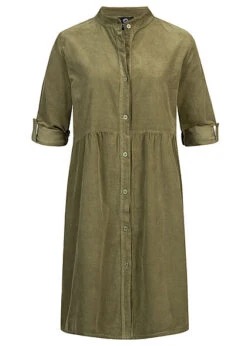 Styleboom Fashion Damen Kleid Turn-Up Mit Knopfleiste Oliv Grün -ModeWelt Verkäufe 21106727 4
