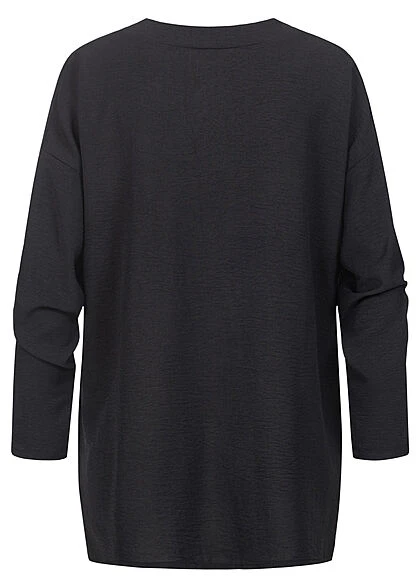 Styleboom Fashion Damen Bluse Longsleeve Knotendetail Vorne Schwarz 5 Styleboom Fashion Damen Bluse Longsleeve Knotendetail Vorne Schwarz – Bild 3