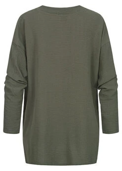 Styleboom Fashion Damen Bluse Longsleeve Knotendetail Vorne Oliv Grün -ModeWelt Verkäufe 21106752 2