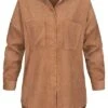 Hailys Damen Bluse Mit Brusttaschen Und Knopfleiste High Low Saumen Camel Braun