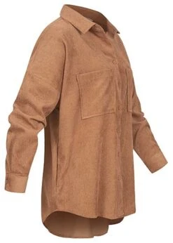 Hailys Damen Bluse Mit Brusttaschen Und Knopfleiste High Low Saumen Camel Braun -ModeWelt Verkäufe 21109116 2