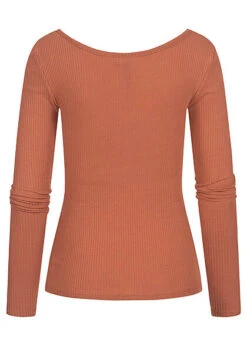 Pieces Damen NOOS Ribbed Longsleeve Pullover 4 Druckknöpfe Copper Braun -ModeWelt Verkäufe 21110011 1
