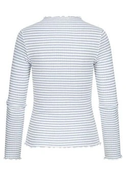 ONLY Damen Longsleeve Pullover Mit Frill-Saum Und Bündchen Gestreift Weiss Blau -ModeWelt Verkäufe 21110173 1