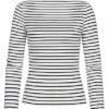 ONLY Damen Longsleeve Pullover Mit Frill-Saum Und Bündchen Gestreift Weiss Schwarz