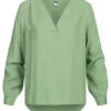 JACQUELINE DE YONG JDY By ONLY Damen NOOS V-Neck Langarm Viskose Bluse Vokuhila Basil Grün -ModeWelt Verkäufe 21110210
