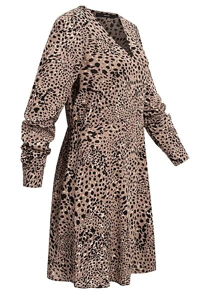 Vero Moda Damen NOOS V-Neck Viskose Kleid Mit Animal Print Fossil Braun 4 Vero Moda Damen NOOS V-Neck Viskose Kleid Mit Animal Print Fossil Braun – Bild 2