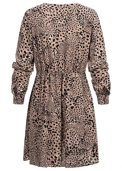 Vero Moda Damen NOOS V-Neck Viskose Kleid Mit Animal Print Fossil Braun 5 Vero Moda Damen NOOS V-Neck Viskose Kleid Mit Animal Print Fossil Braun – Bild 3