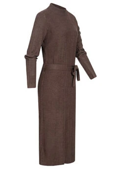 ONLY Damen High-Neck Longform Strickkleid Mit Bindegürtel Plum Truffle Dunkel Braun -ModeWelt Verkäufe 21110407 1