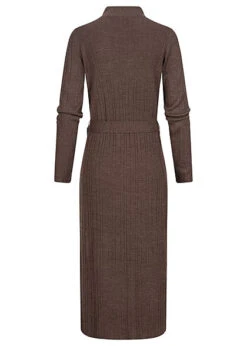 ONLY Damen High-Neck Longform Strickkleid Mit Bindegürtel Plum Truffle Dunkel Braun -ModeWelt Verkäufe 21110407 2