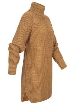 Styleboom Fashion Damen Mini Rollkragen Strickkleid Mit Seitl. Schlitzen Camel Braun -ModeWelt Verkäufe 21116973 1