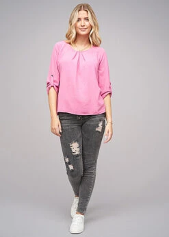 Cloud5ive Damen Turn-Up Blusen Shirt Mit Raffdetail Am Kragen Pink 9 Cloud5ive Damen Turn-Up Blusen Shirt Mit Raffdetail Am Kragen Pink -ModeWelt Verkäufe 21116994 3