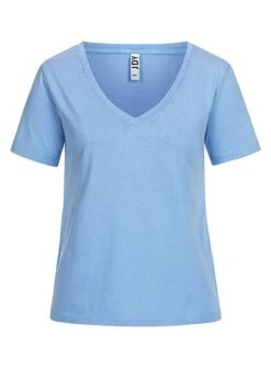 JACQUELINE DE YONG JDY By ONLY Damen NOOS Basic V-Neck Jersey T-Shirt Della Robbia Blau