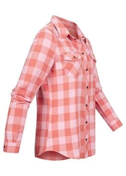 ONLY Damen Langarm Blusen Hemd Knopfleiste Karo Muster 2 Brusttaschen Sand Beige Pink -ModeWelt Verkäufe 22010053 1
