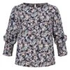 ONLY Damen 3/4 Arm Chiffon Blusenshirt Mit Floralem Print Faded Denim Blau -ModeWelt Verkäufe 22010090