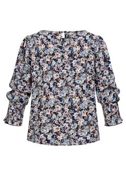 ONLY Damen 3/4 Arm Chiffon Blusenshirt Mit Floralem Print Faded Denim Blau -ModeWelt Verkäufe 22010090 1