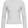 Vero Moda Damen Ribbed High-Neck Longsleeve Mit Frilldetails Hell Grau Melange -ModeWelt Verkäufe 22010132