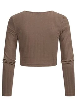 ONLY Damen Cropped Struktur Longsleeve Mit Deko Knopfleiste Walnut Braun -ModeWelt Verkäufe 22010333 1