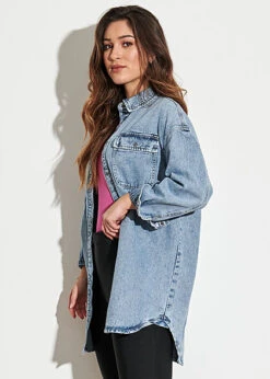 ONLY Damen NOOS Overzied Denim Blusen Shirt Mit 2 Brusttaschen Medium Blau Denim -ModeWelt Verkäufe 22010338 2