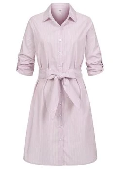 JACQUELINE DE YONG JDY By ONLY Damen NOOS Turn-Up Hemdkleid Mit Streifen Inkl. Bindegürtel Lavender