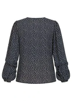 ONLY Damen NOOS V-Neck Langarm Bluse Mit Knopfleiste Punkte Muster Night Sky Blau -ModeWelt Verkäufe 22010534 1