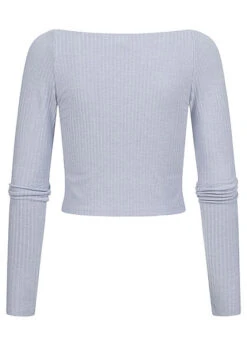 ONLY Damen Cropped Longsleeve Mit Strukturstoff Und Herzausschnitt Eventide Blau -ModeWelt Verkäufe 22020017 1